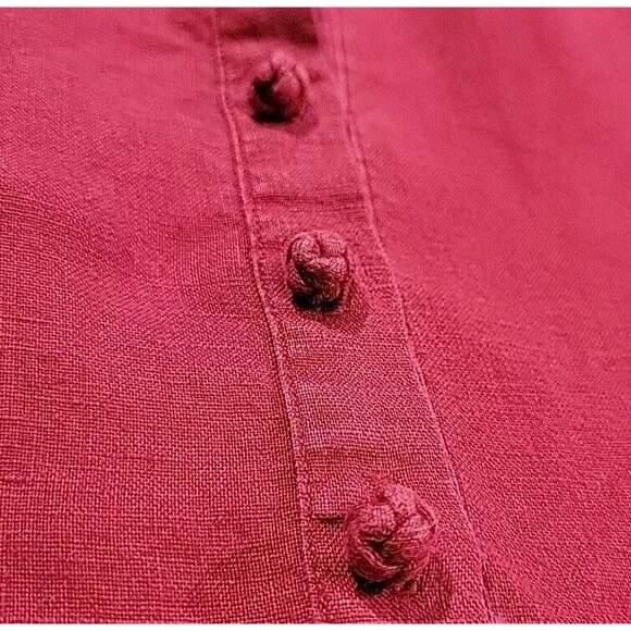 Lauren Ralph Lauren Henley Tunic Top 100% Linen Red Fabric Buttons Size Medium - Picture 5 of 14